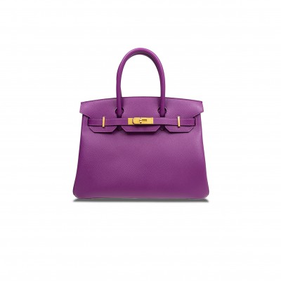 HERMES BIRKIN 30 TOGO LEATHER ANEMONE PURPLE GOLD BUCKLE BAG BK30P9EPGP (30*23*15cm)